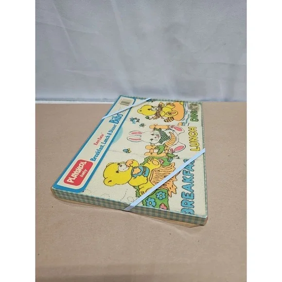 1986 Playskool Drool Bibs Set for Breakfast Lunch Dinner Bears Bunny Box 3 Pack - Picture 6 of 8